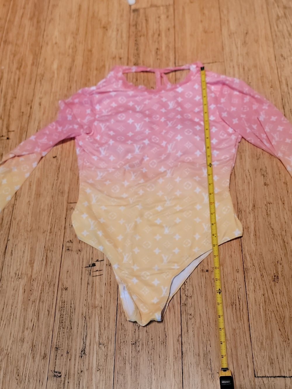 Pink to Yellow Ombre Long-Sleeve One-Piece
